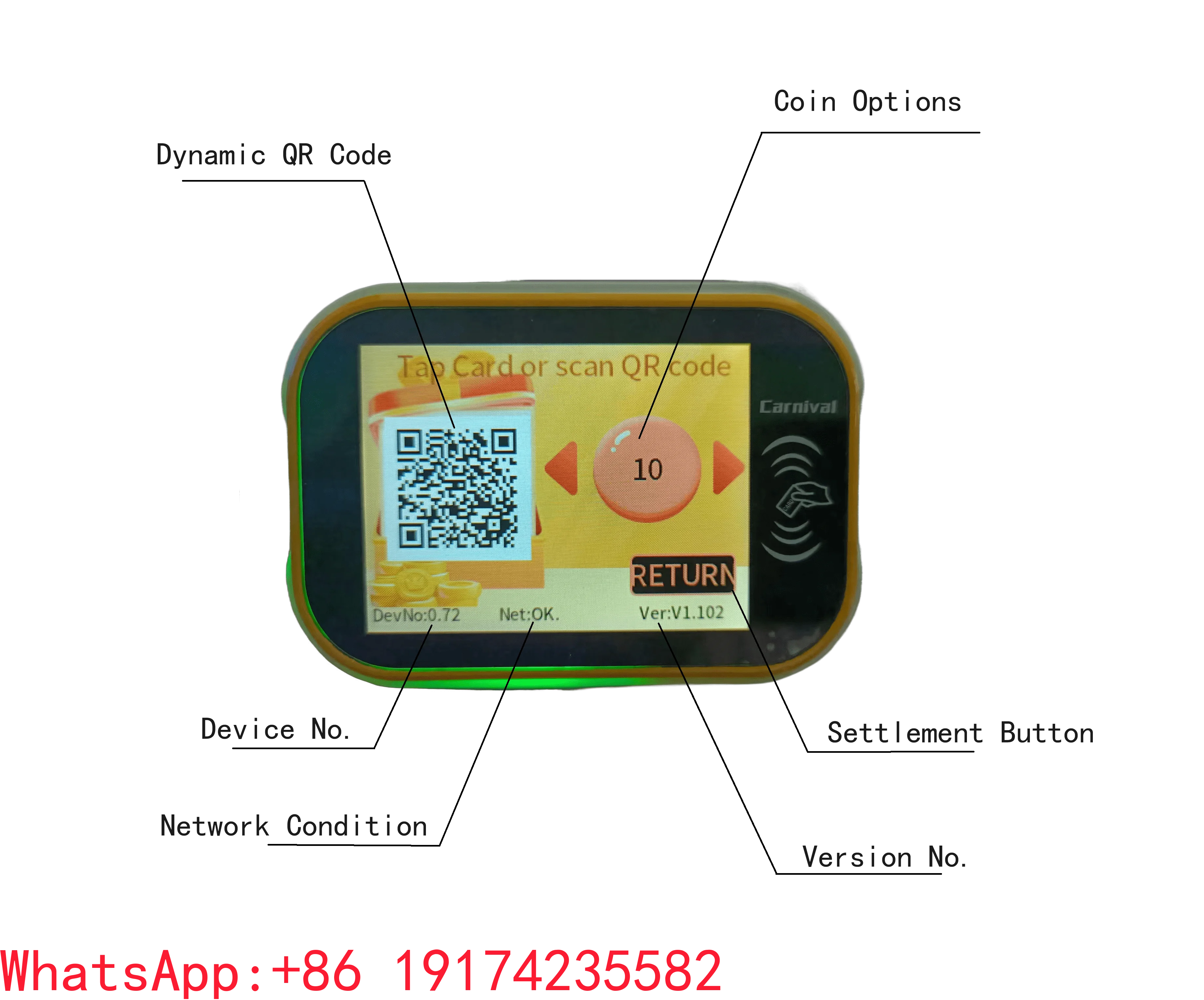 T10P Arcade Game Machine Card Reader With QR Code Scan and Membership Card Swipe Wireless WiFi Connection for Amusement Park