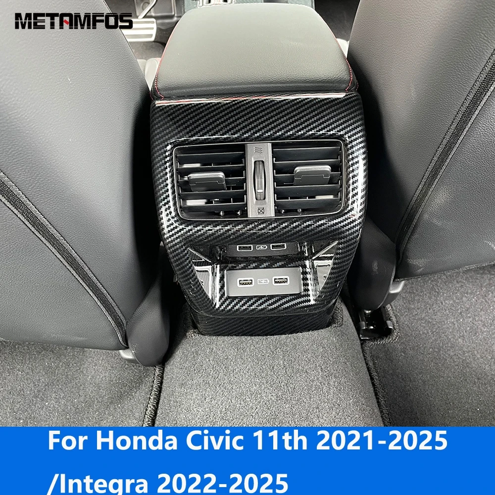 

For Honda Civic 11th Gen 2021-2025/Integra 2022-2025 Carbon Fiber Armrest Box Rear Air Vent Outlet Cover Trim Frame Accessories