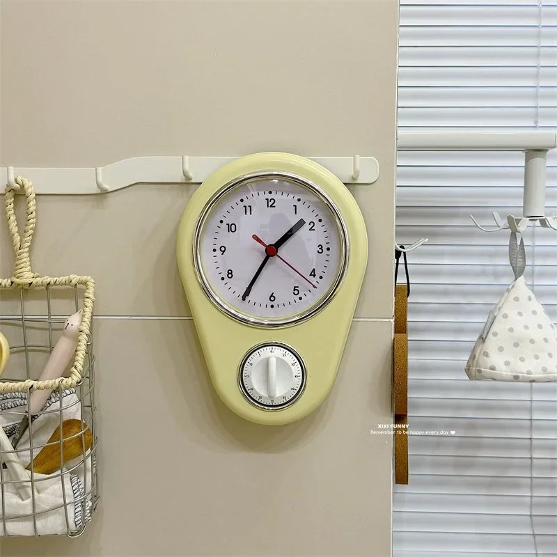 

Korean Style Wall Clocks Italian Vintage Multifunctional Baking Kitchen Timer Macaron Color Clock Ornaments Ins Store Home Decor