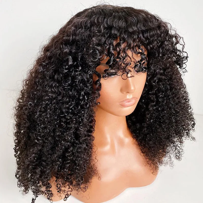 Peruca encaracolada preta para mulheres, peruca de máquina, cabelo de bebê, macio, 26 "Long, 180 Densidade, resistente ao calor, pré-arrancado, sem cola, diariamente