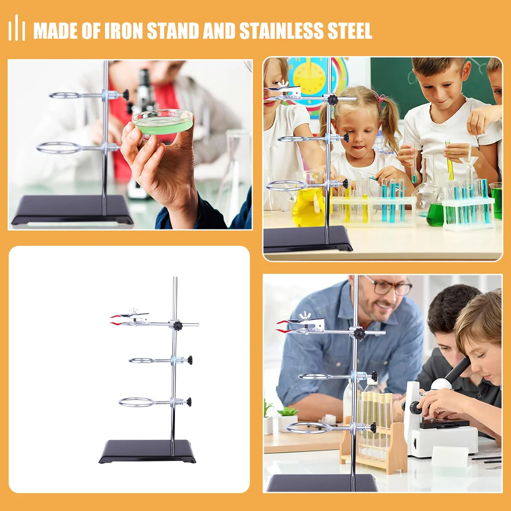 Experimental Bench Iron Stand Table Rod with Clamps Ring Suite Laboratory Stainless Steel