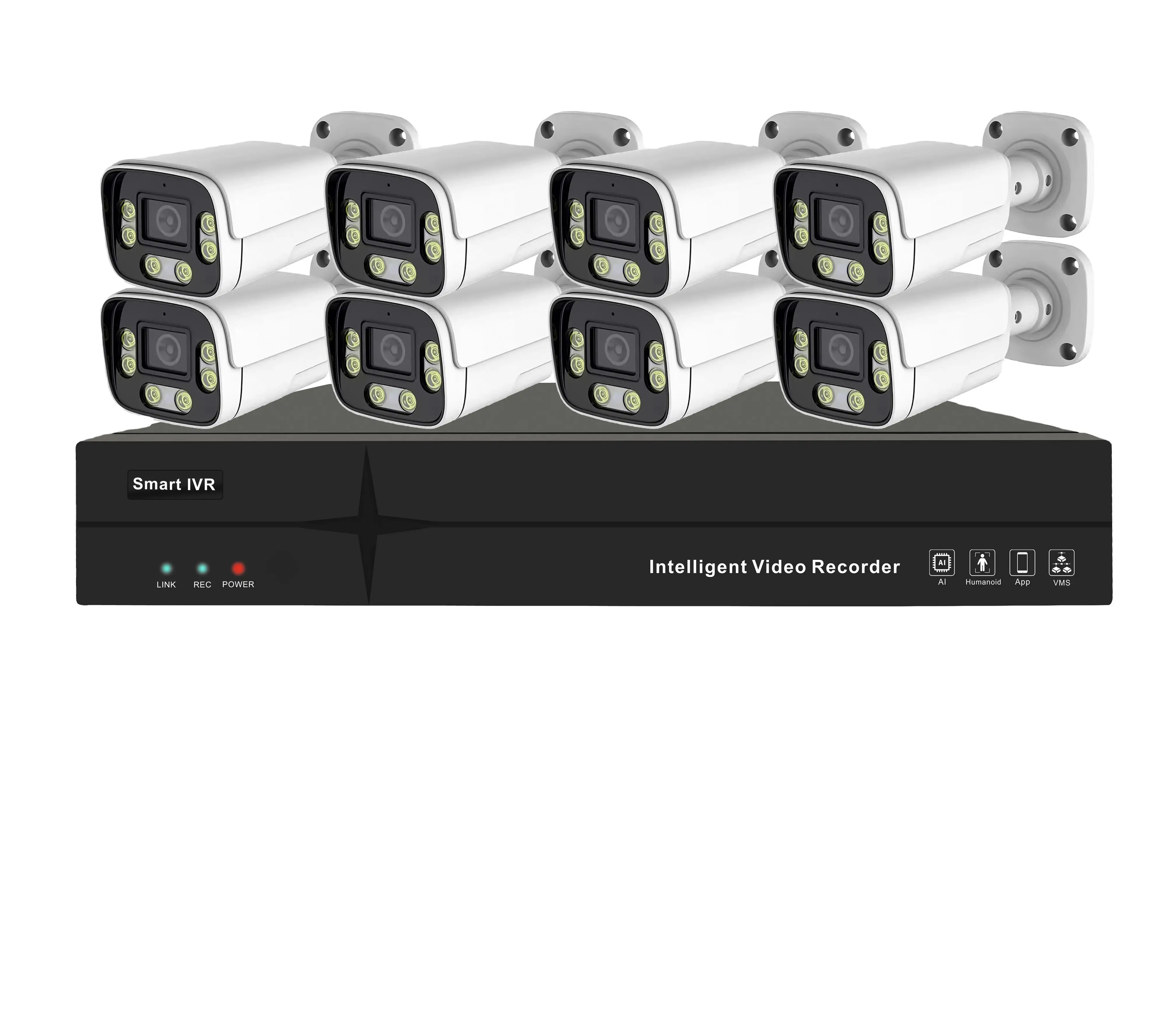 H.265 Tuya Smart 8MP 8 Ch Poe Nvr Kits de reconocimiento AI inteligentes Audio bidireccional cámara Cctv Ptz para exteriores sistema de seguridad 4k