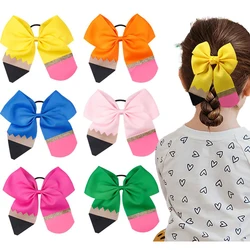 Back To School Hair Ties for Girls Solid Polyester Pencil Hair Rubber Children Ponytail Hair Holder Boutique Hair Accessories