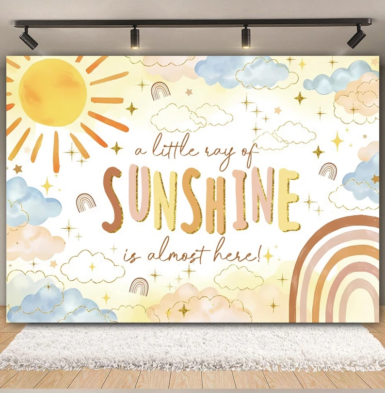 First Trip Around Sun Sunshine Baby 1st Birthday Backdrop Planet Rainbow Baby Shower Photography Background Decor Photo Studio