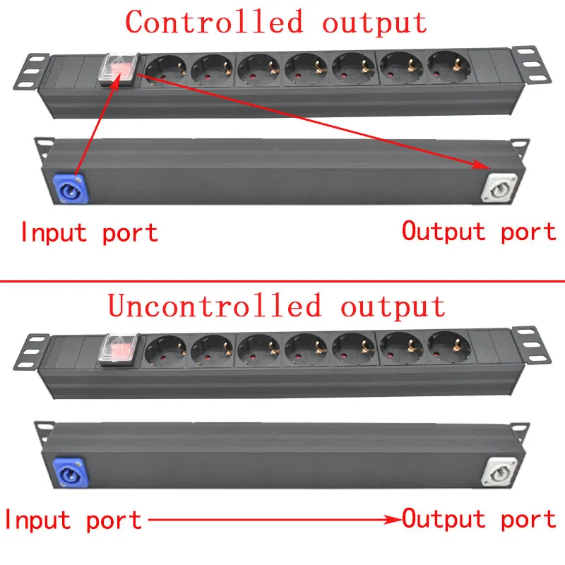 19 inch EU Plug PDU Power Strip Switcher Network Cabinet Rack Strips Schuko Powerlink box Power amplifier audio port Link socket