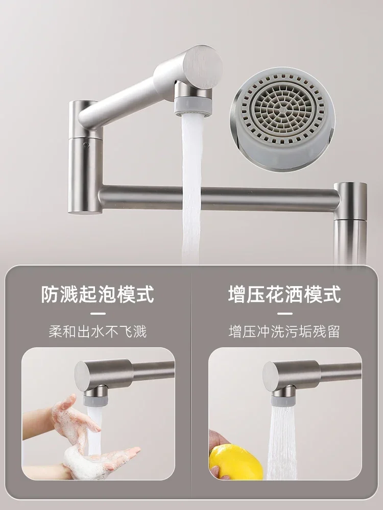 Imagem -04 - Wall Mounted Splash Proof Faucet Cozinha Dedicada Fogão Lavatório Vegetal Rotação Universal