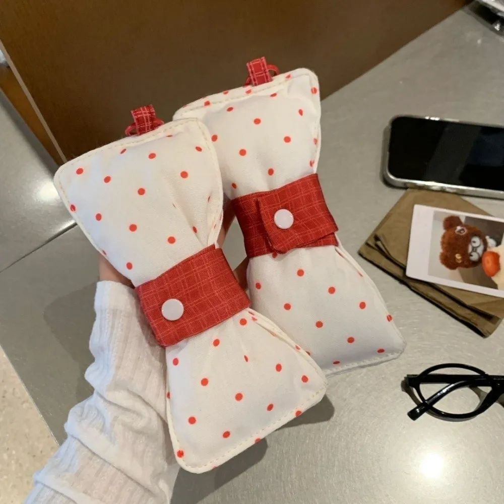 Bow Shape Wave Point Eyeglass Case Portable Anti-scratch Sunglasses Storage Bag Cotton Padded Snap-button Eyewear Case