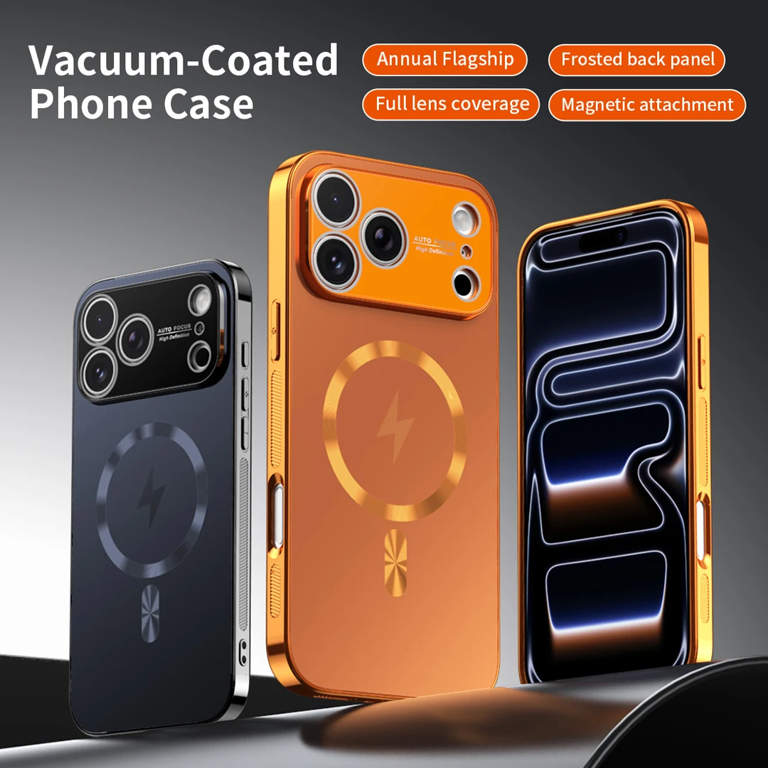 

Full Lens Coverage Vacuum Coated Anti-Slip Electroplating Case For iPhone 13 14 15 16 17 Pro Max Magnetic Wireless Charge Cover