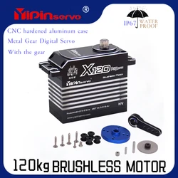 YIPIN120KG Large Torque High Voltage CNC Aluminium Shell Metal Gear Brushless Waterproof 1/6 Scale Giant Servo for Large Models