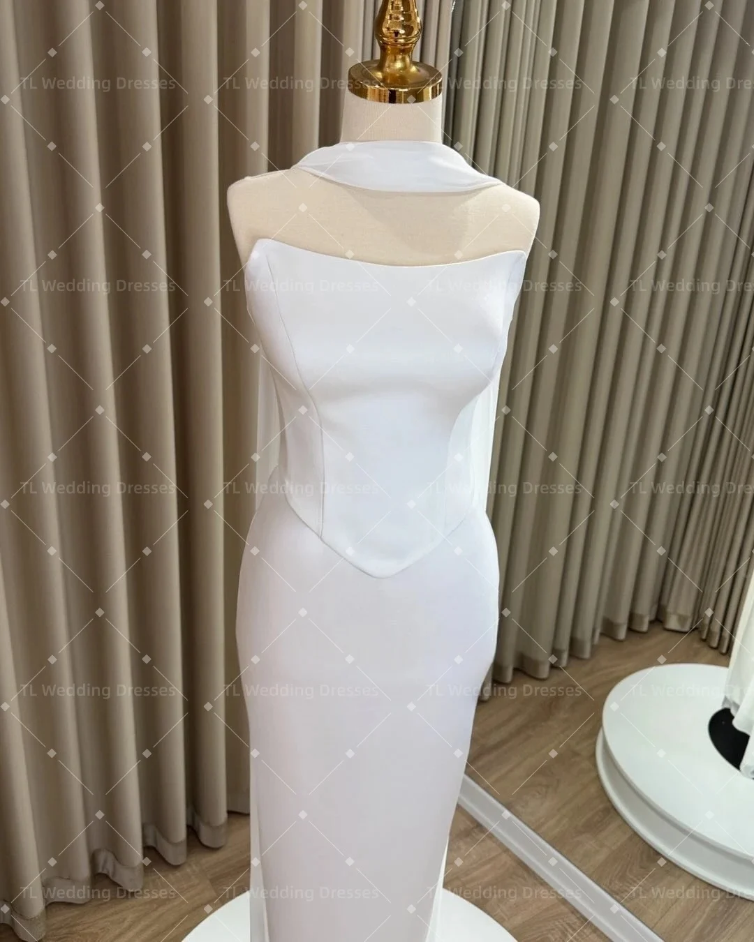 TL Customized Strapless Floor-Length Evening Dress 2026 with Scarf Party Dress Saudi Arabia Formal Prom Long Gowns