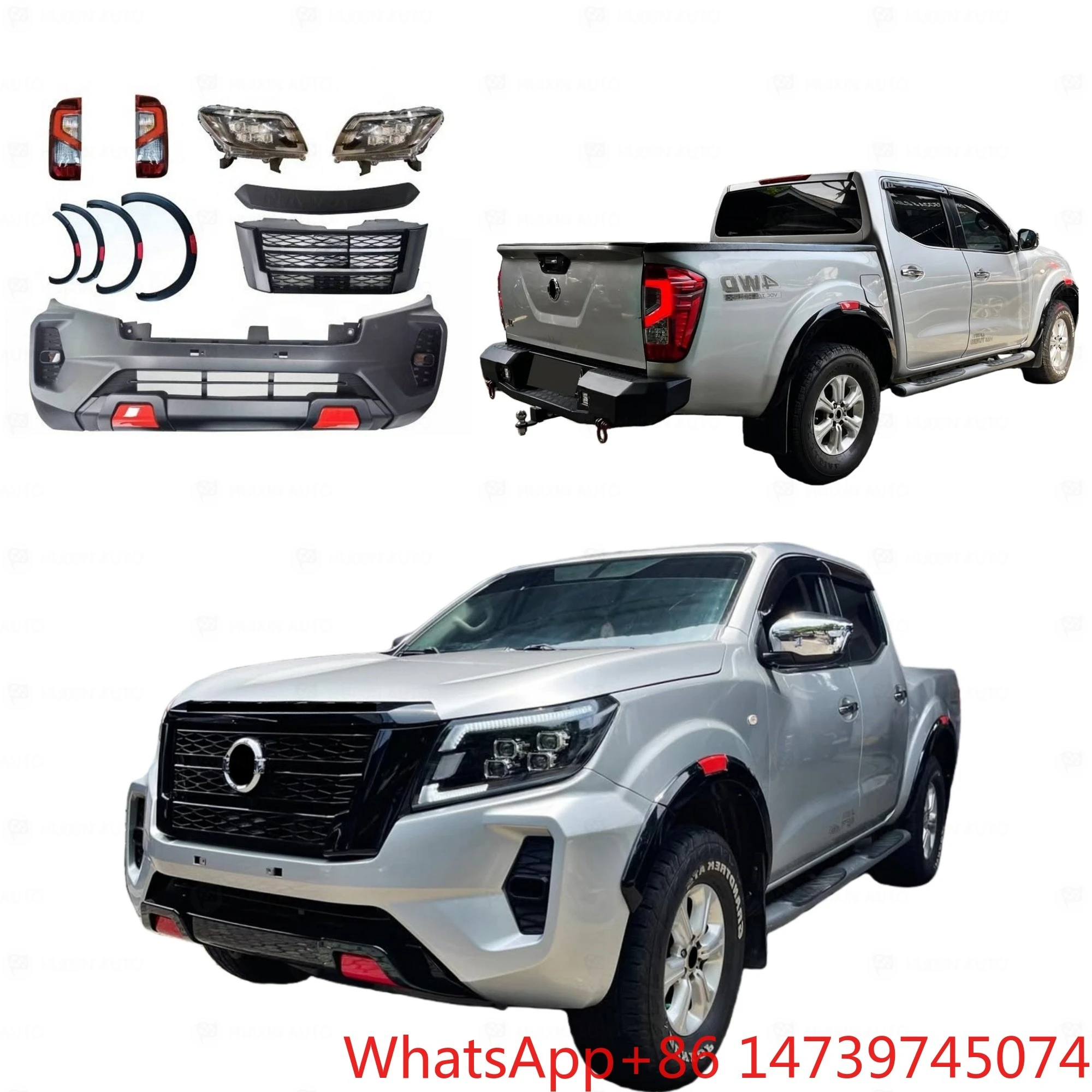 New Modified Front Facelift Bumper Kit Navara NP300 2016-2019 With Fog Lamp Fender Flare PartsFull Car Body Kit Car Parts
