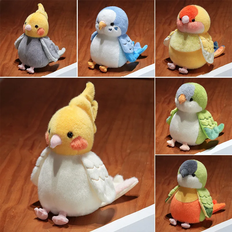 25CM Kawaii Cartoon Simulation Anime Papagei Gefüllte Vogel Tier Plüsch Spielzeug kinder Nette Papagei Handgemachte Puppe Festival Geschenk – Detail 12