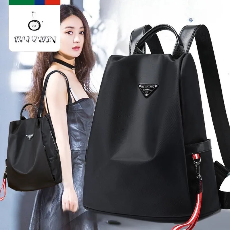 

Backpack Female New Style Waterproof Oxford Bag Casual Backpack Man Guard Against Theft Solid Color