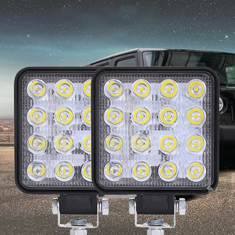 

Квадратные Противотуманные фары 48 Вт, автомобильная лампа, диодные лампы, фары для внедорожников, грузовиков, Рабочая лампа для ремонта автомобилей, кемпинга