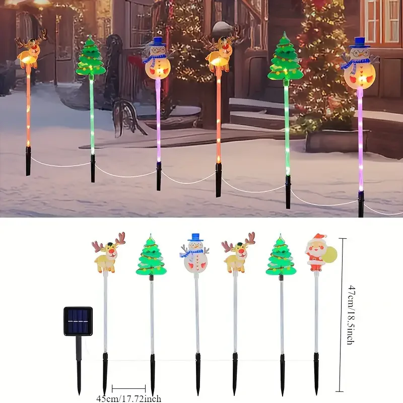 6 uds luces de estaca de Navidad con energía Solar 2024 decoración navideña Solar luces LED al aire libre impermeable jardín pasarela vacaciones 871