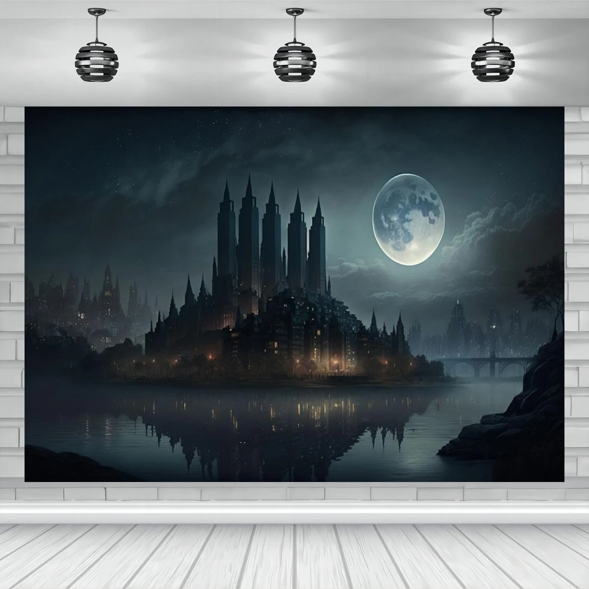 

10x8ft HKFZ Vinyl Wizard Witch Castle Backdrop Magic Moon Night Festival Photography Banner Family Room Middle Ages Background