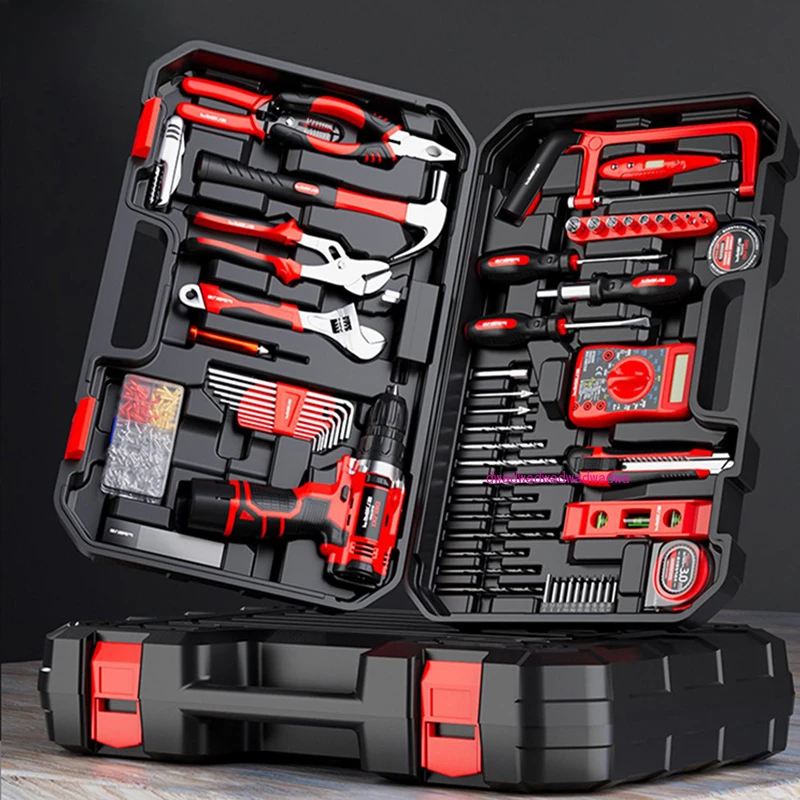 

Tool Set, Home Maintenance Electric Drill Toolbox, Electricians Woodworking Combination, Complete Set of Tools