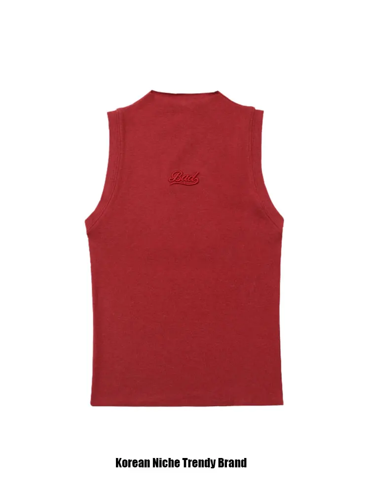 

Retro American Embroidery Women's Vest Casual Lazy Sle Spicy oulder Bared Top Inner Wear irt Fall Season Faion