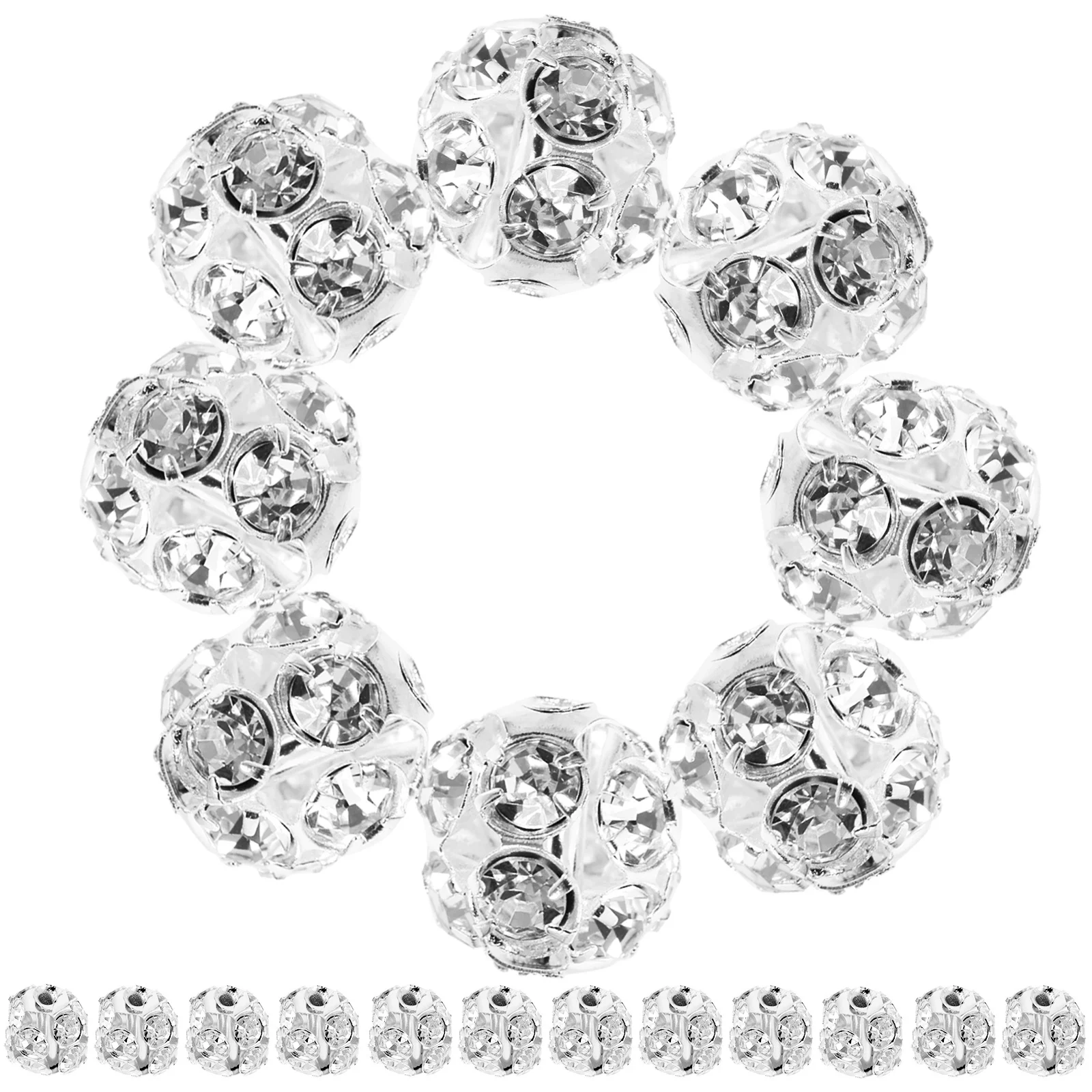 

90 Pcs Diamond Ball Bracelet Beads Small Loose Spacer Craft Decorative Jewelry Making Supplies Spacers for Necklace