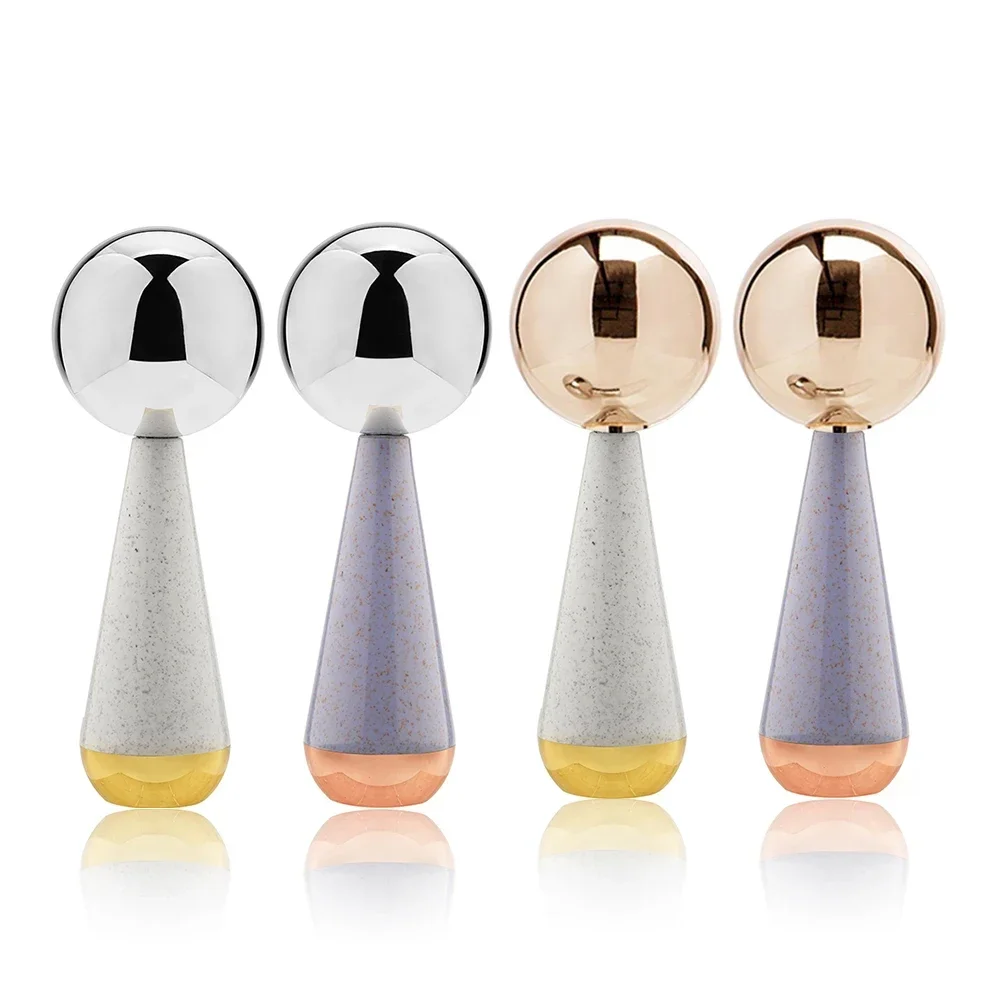 Globos de gelo para tratamentos faciais, globos de gelo de aço inquebráveis rotativos 360, rolo de gelo para rosto e olhos, ferramenta ideal para cuidados com a pele para tratamentos faciais