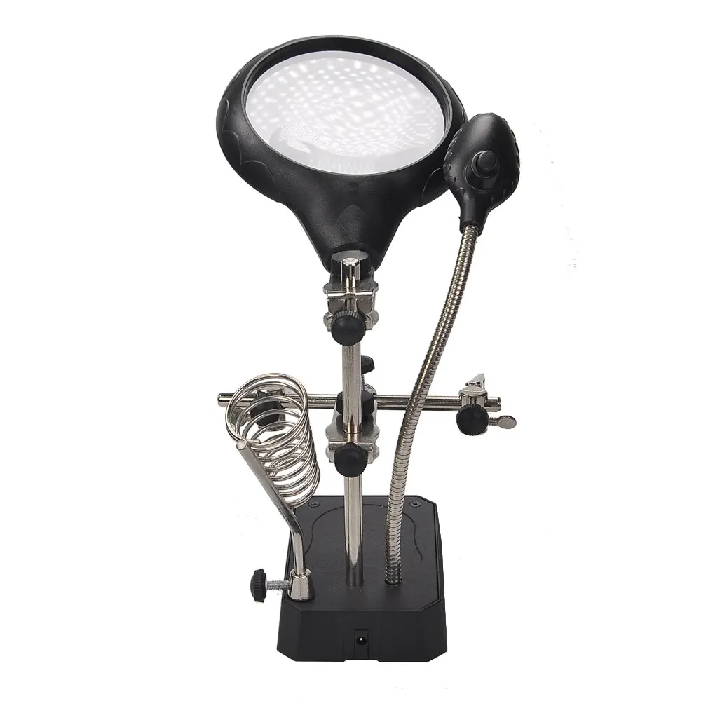 

MG16129-C Soldering Magnifier Holder Auxiliary Clip LED Lighting Manual Magnifier Lens with Holder Clip Repair Desk Lamp