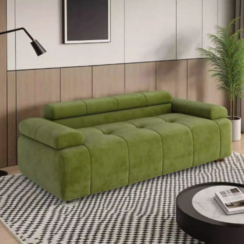 

Fabric Living Room Sofas Minimalist Velvet Designer Double Boneless Puffs Couch Compressed Vacuum Woonkamerbanken Furniture