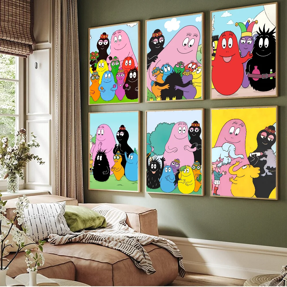 

Cartoon Barbapapa DIY Sticky Poster Whitepaper Prints Posters Artwork Vintage Decorative Painting