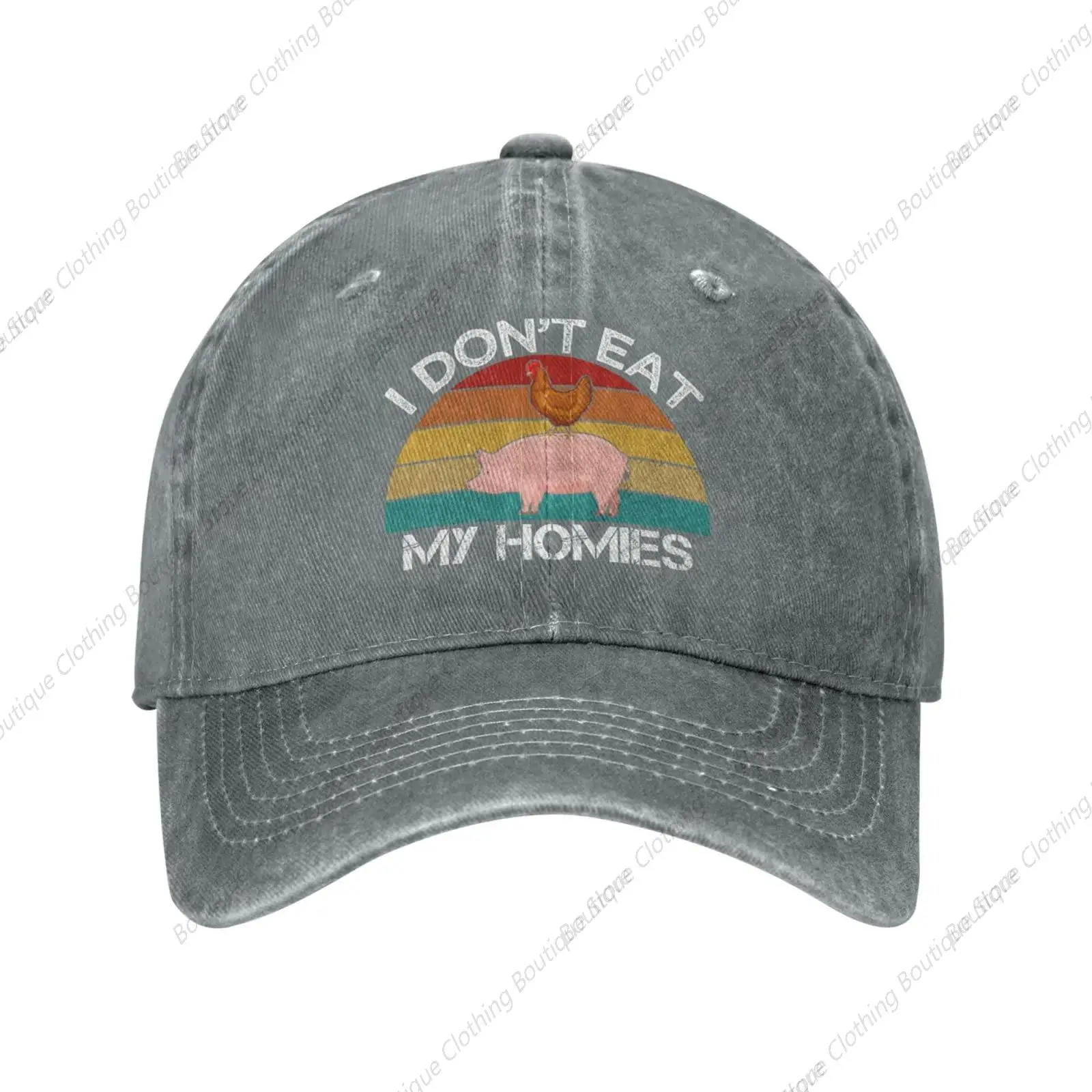 Funny Vegetarians Hat Cap I Don't Eat My Homie Cap Men Dad Hat Adjustable Caps Gray