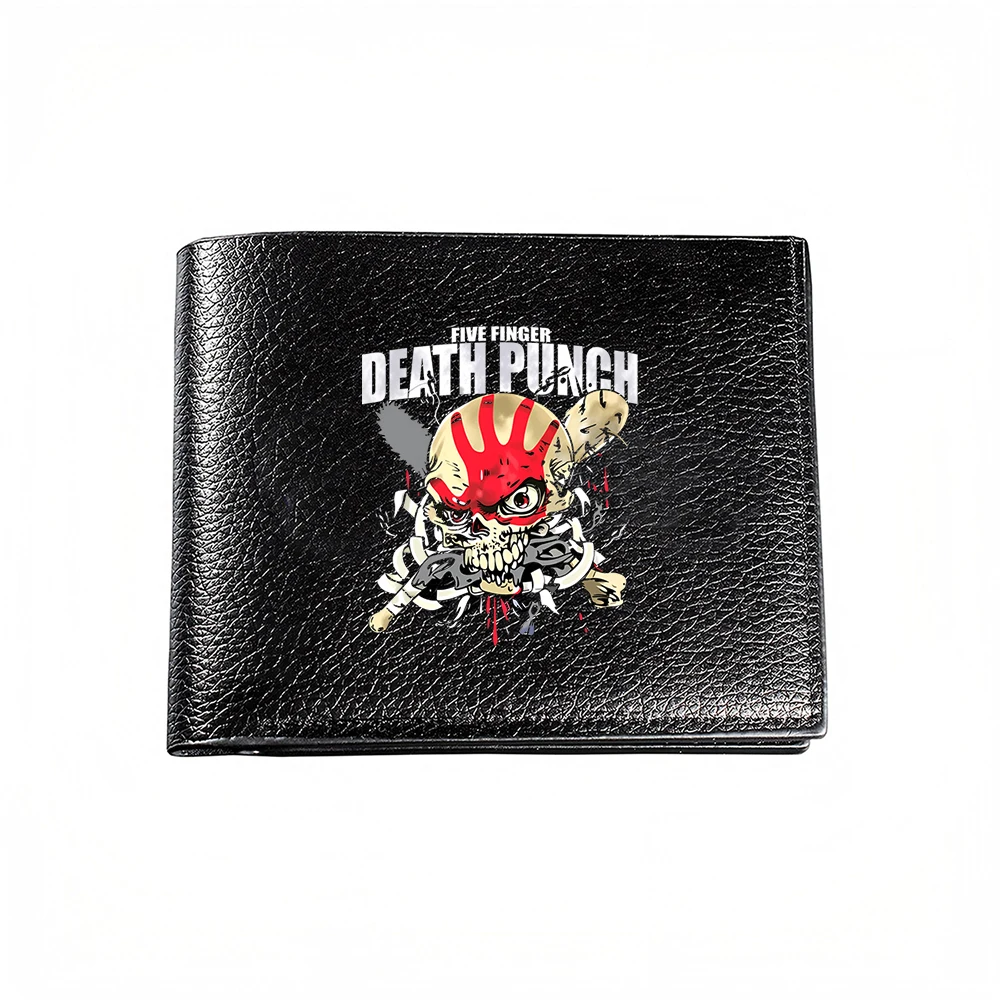 Five Finger Death Punch Skull And Crossbones Design Men's Wallet Card Holder Fashion Statement Accessory