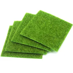 4PCS Artificial Garden Grass Lawn Fairy Garden Decoration Accessories Simulated lawn 15*15CM Micro landscape decoration