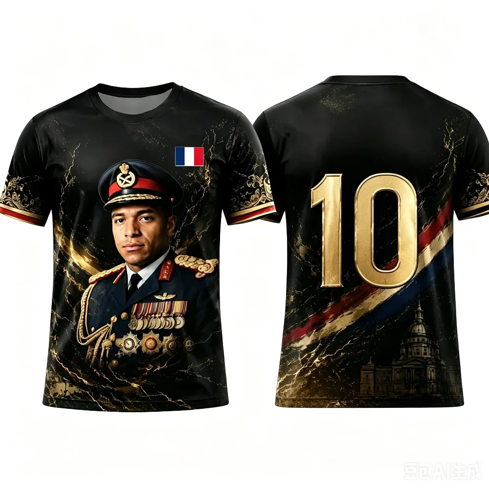 Military Portrait Gold Marble Number 10 Print Men T Shirt Sport Breathable Short Sleeve Tee