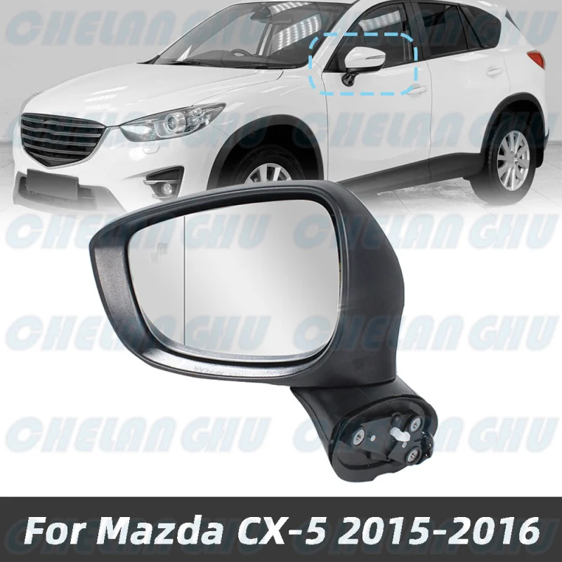 

For Mazda CX-5 2015 2016 Left Side 7 Pins White Paintable Mirror Assembly KR2569181A With Heated Blind Spot Turn Light