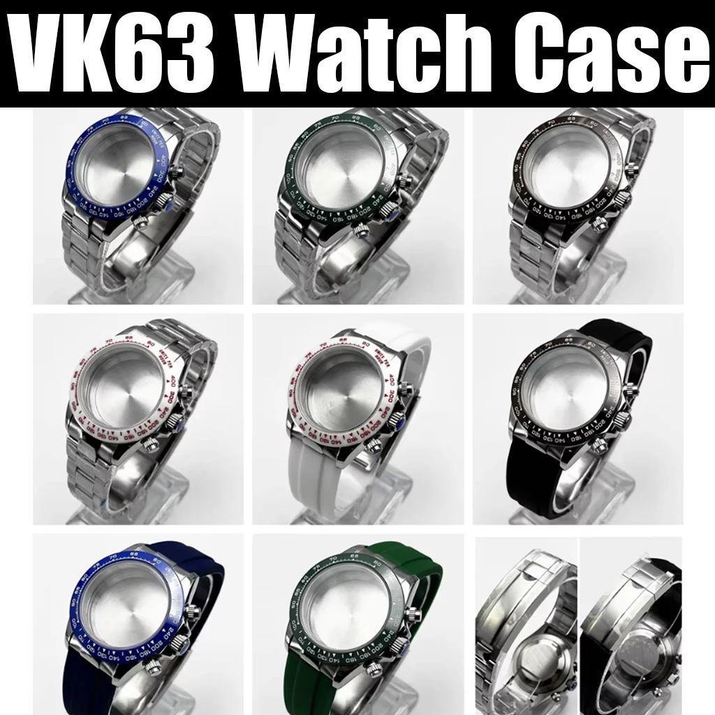 

RICHUS 40mm VK63 Quartz Watch Stainless Steel/Rubber Strap Compatible With VK63 VK64 Movement Watch Accessories Parts