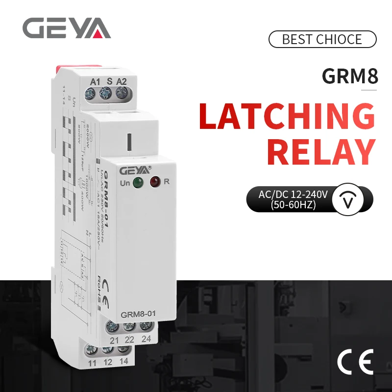 GEYA Przekaźnik zatrzaskowy na szynę Din 220V Przekaźnik impulsowy DC12V 24V 16A Przekaźnik elektroniczny 220V z CE CB