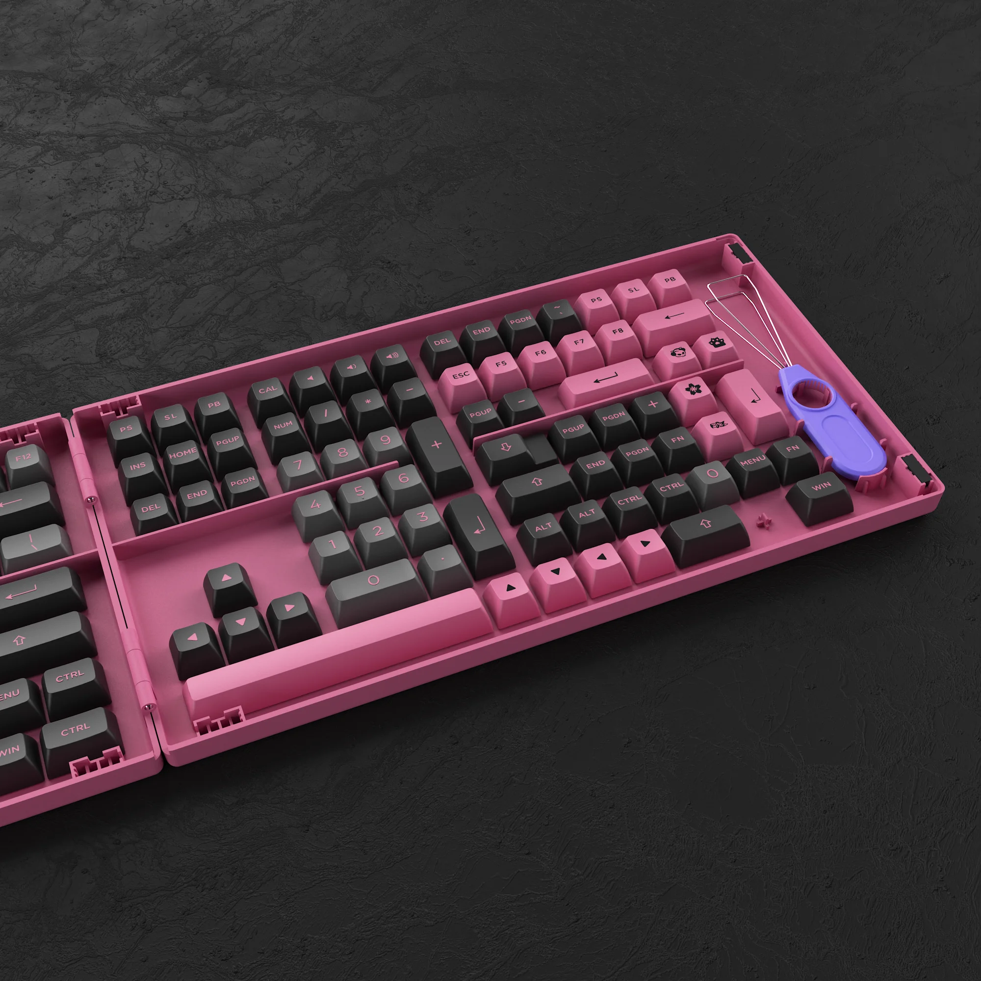 Akko Black & Rose Keycap ชุด197-Key ASA Profile Full Keycaps PBT Double-Shot สำหรับคีย์บอร์ดกับกล่อง