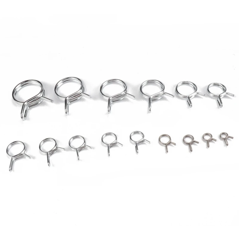 180Pcs Double Wire Clamp Hoop Hand Grip Spring Clamp Car Motorcycle Tubing Pipe Clamp Hose Clamp Car Set 5-24