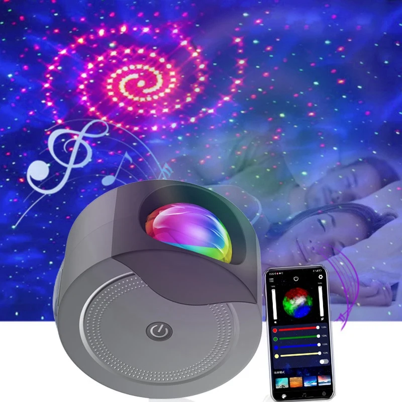 Proyector LED estrellado con Bluetooth, lámpara de noche con forma de galaxia y estrella para dormitorio, habitación de niños, decoración de fiesta