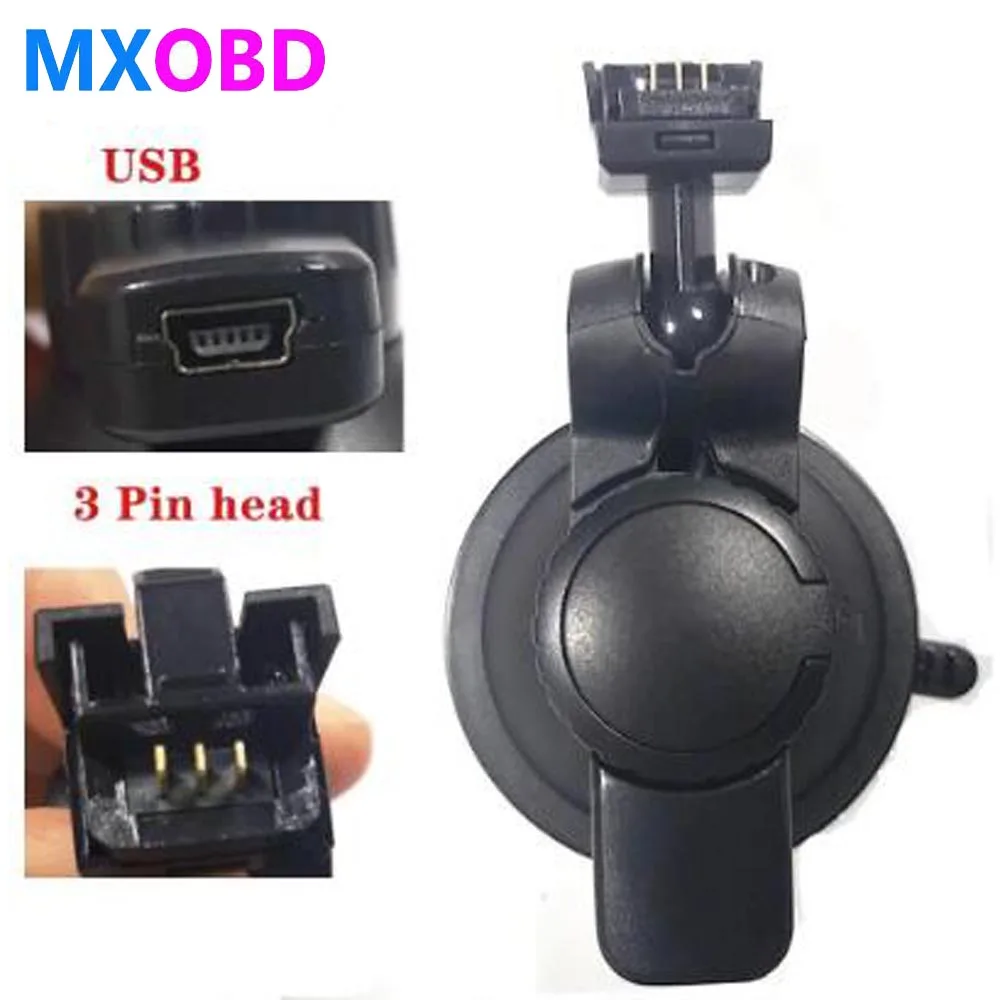 3 pin Head Car DVR Camera Recorder Mount Holder Mini USB Port Windshield Suction Cup Mount for Car DVR Dash Cam Support Charging