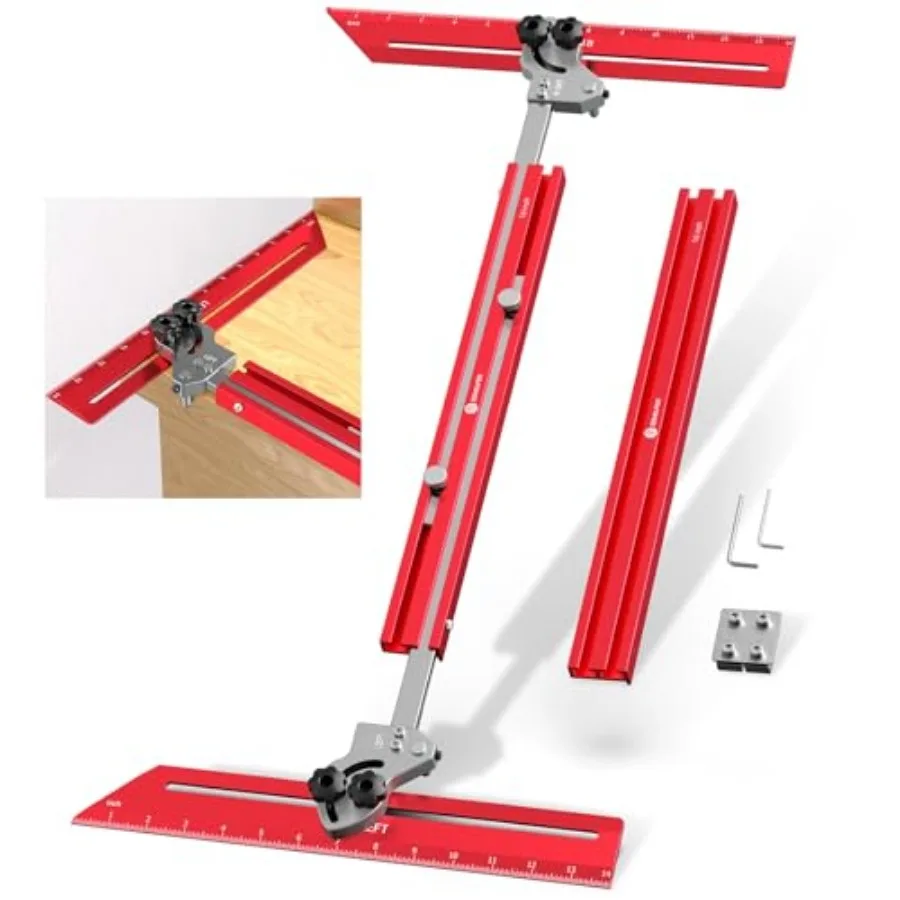 

Portable Stair Tread Template Tool, Simple Assembly Stair Measuring Tool, Adjustable Bar Length from 23" to 64.2", Precision St