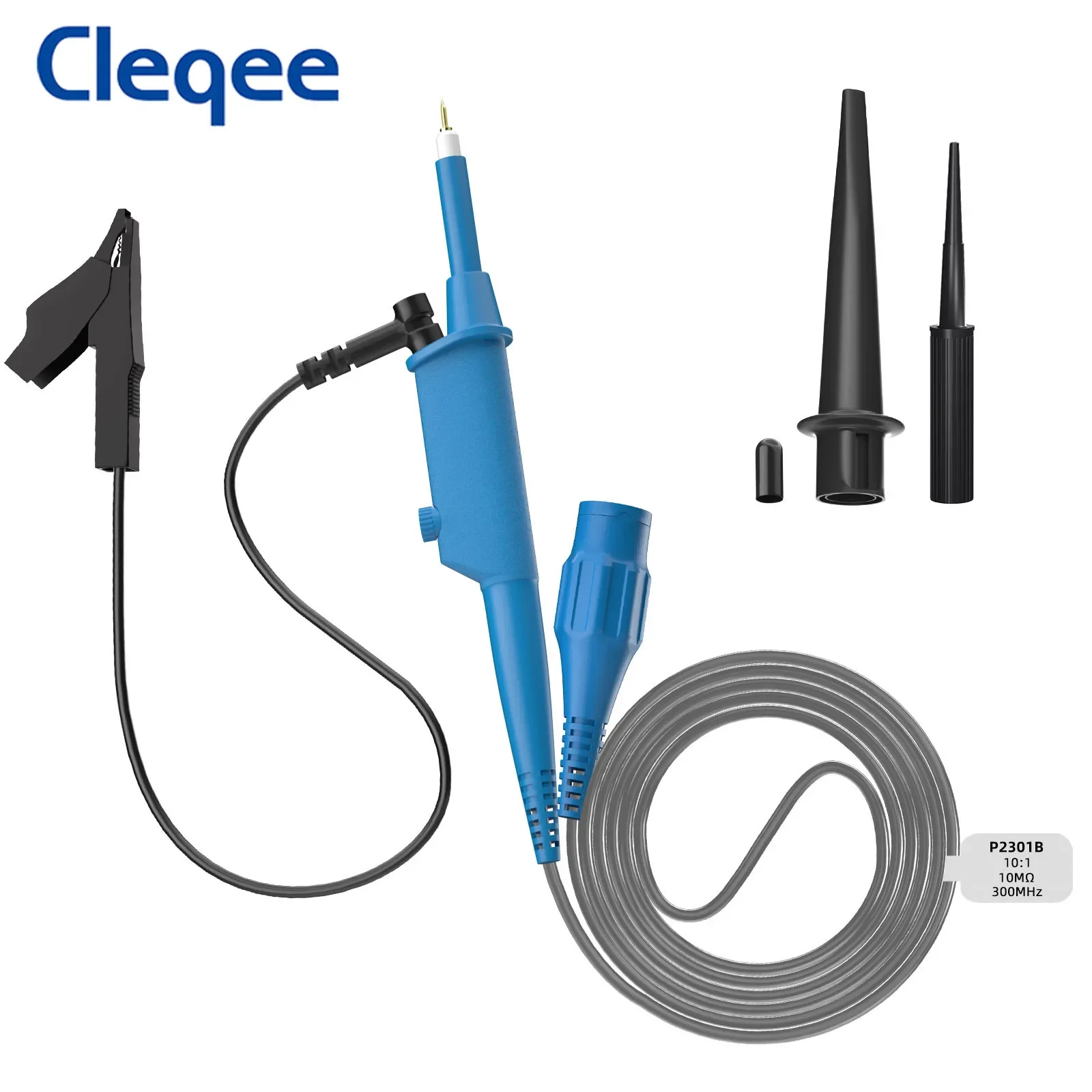 Cleqee P2300B 300MHz Oscilloscope Probe BNC Protective Cap Scope Clip Probe 500MHz for Oscilloscope X10 10:1