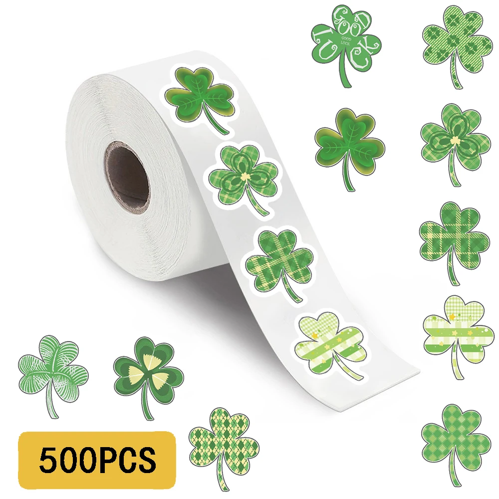 500 قطعة/لفة الحظ سانت باتريك DayStickers الهاتف الأخضر الكرتون مقاوم للماء دراجة الإبداعية دراجة الشارع الشهير الكتابة على الجدران ملصق #1