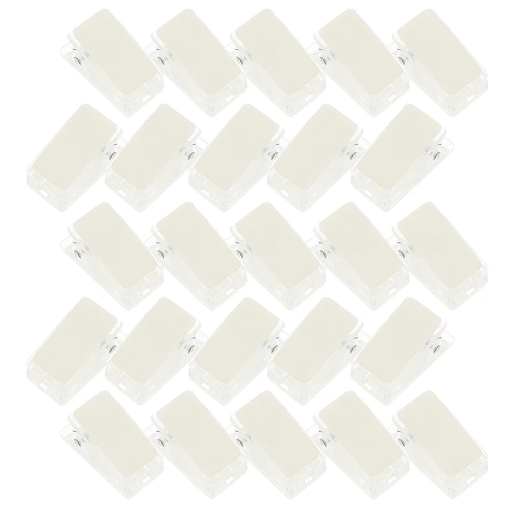 

25pcs ID Transparent Spring Clip Plastic Badge Name Plastic Badge Clip Tag Card Clamp Self Adhesive Wall Hanging Clips