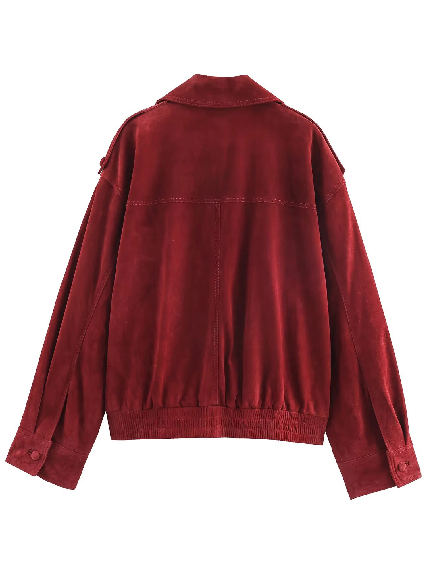 Spring 2026 Women's Velvet Feel FauxLeather Jacket Coat New Arrival Casual Loose Fit ort Outerwear Versatile Sle Regular Length