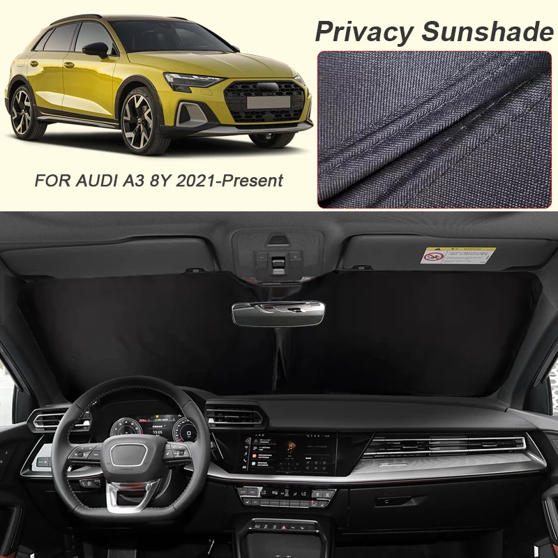 

Автомобильный черный солнцезащитный козырек для окон для AUDI A3 8Y 2021-2026, автоматическая защита от УФ-лучей, теплоизоляционная защитная крышка, аксессуары для интерьера