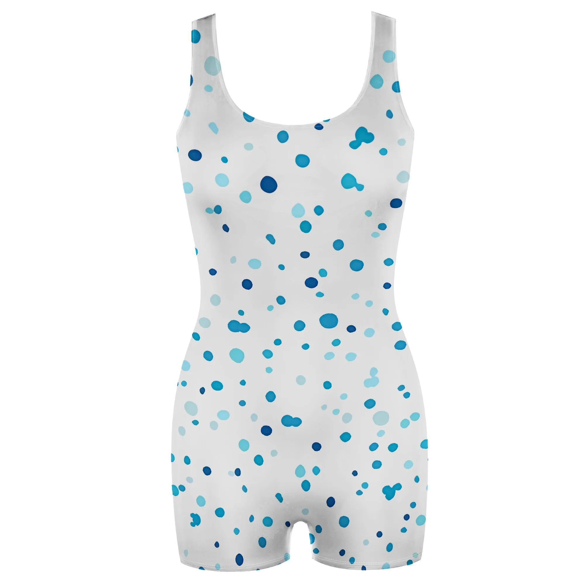 EQQZD Macacão elegante e simples com estampa de bolinhas à prova de vento, macacão sexy bodycon com gola quadrada para mulheres