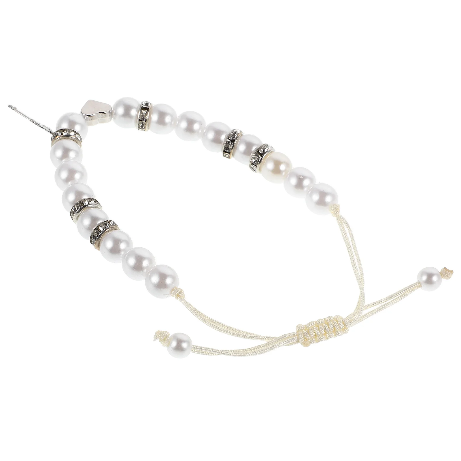 

Heart Charm Bracelet for Women Pearl Beaded Adjustable Braided String Romantic Valentine Holiday Handmade Jewelry