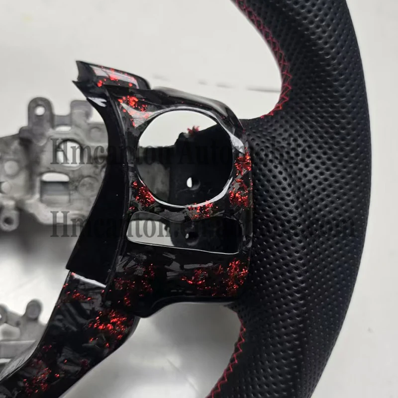 For Popular Products Forged Carbon Fiber Perforated Leather Steering Wheel for Lexus IS250 IS300 White Stitching Fit Model