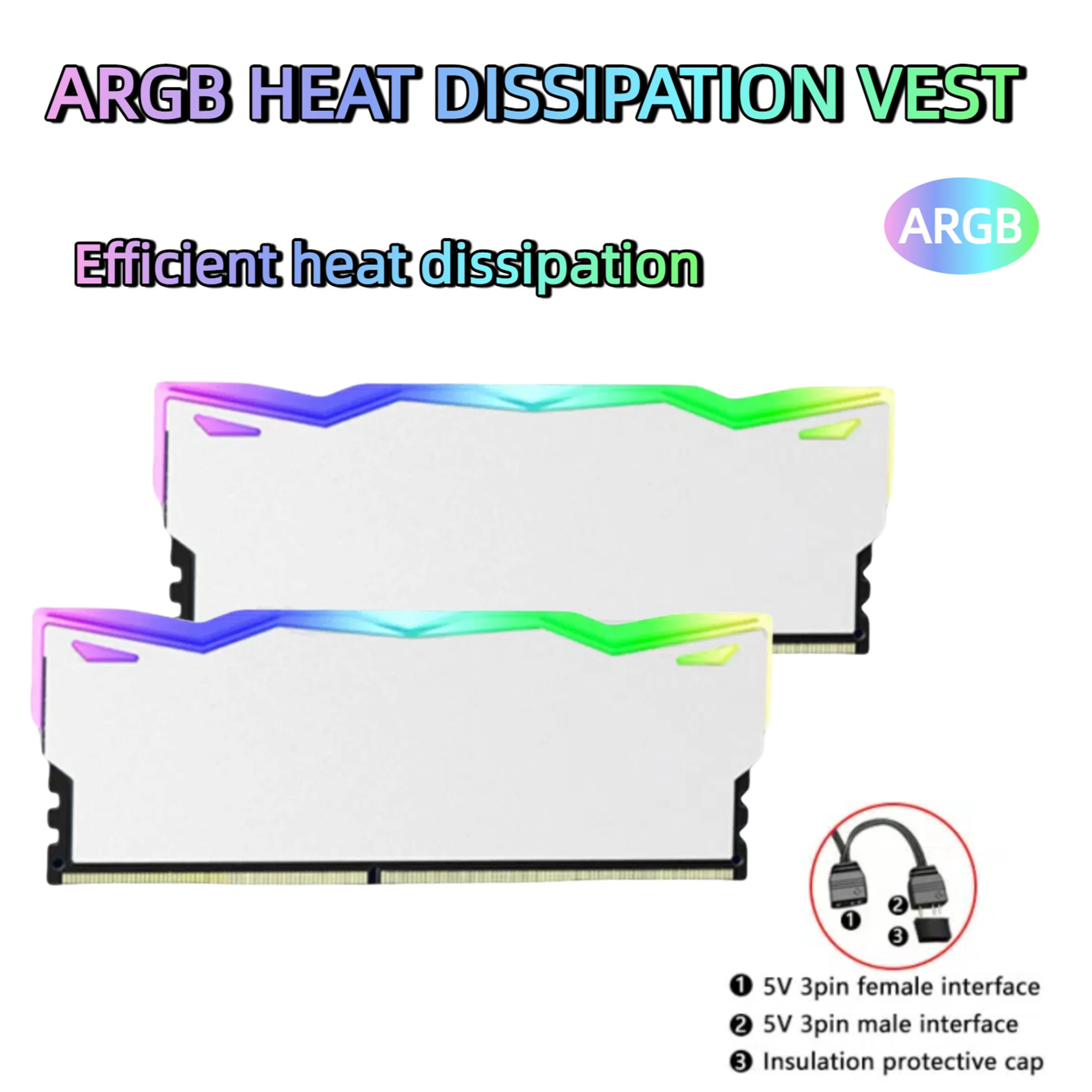 

Крышка охлаждения памяти, изготовлен из алюминиевого сплава, эффективно разипляет нагрев, поддерживает синхронизация света ARGB, источник питания 5 В,