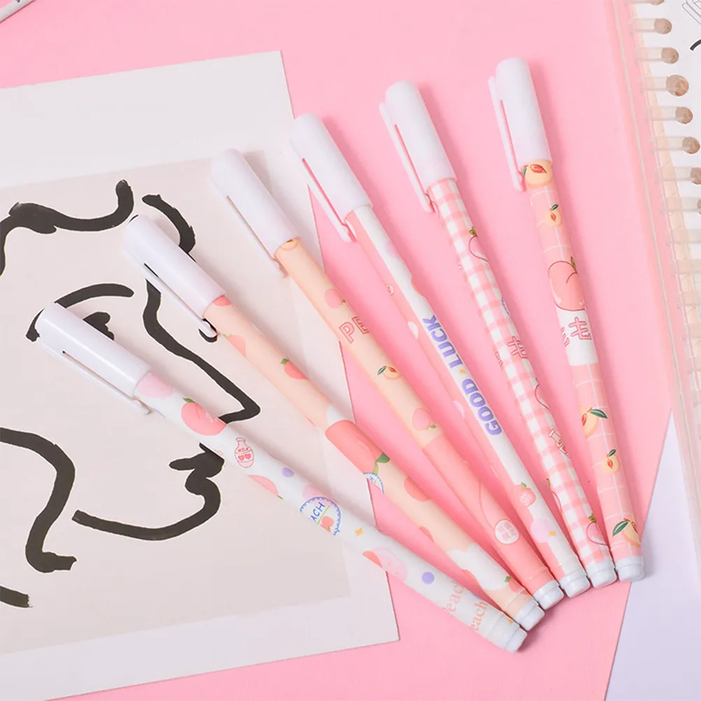 

25pcs Gel Black Cartoon Peach Pattern Student Stationery Fashionable Creative School Home Drawing Gels Pen Use