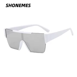 SHONEMES Oversized Sunglasses Sports Square Shades Big Frame Outdoor UV400 Cycling Sun Glasses White Silver Black for Men Women